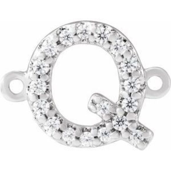 Kazi Luxury 14K White .07 CTW Natural Diamond Initial Q Link